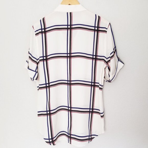 Equipment Femme 100% Silk Short Sleeve Silk Engineered Large Marais Plaid Shirt - Picture 6 of 16
